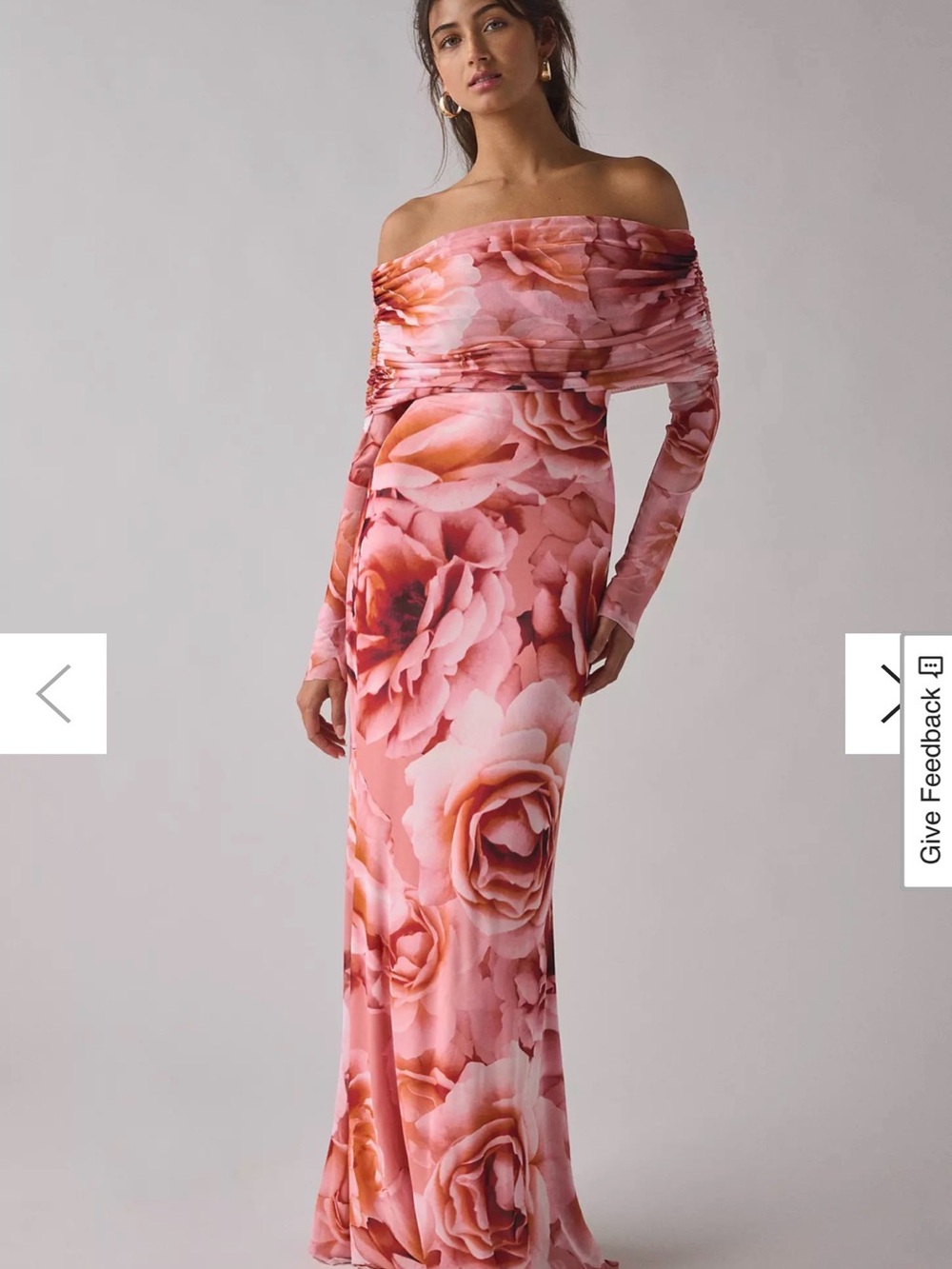 AFRM NWT Pink Floral Off-Shoulder Maxi Gown